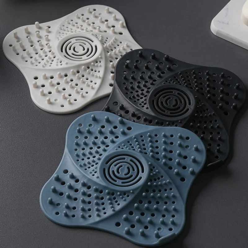 

Anti-Blocking Floor Drain Cover With Suction Cup Anti-Skid Fixed Sink Sewer Toilet Bathroom Wash Basin Hair Filter