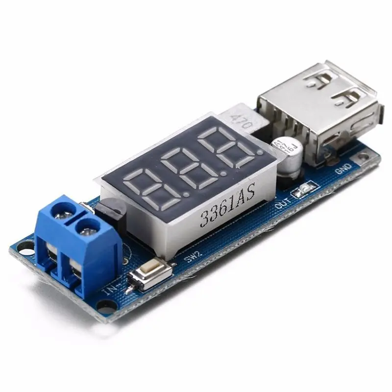 DC 4 5 40V Шаг вниз светодиодный вольтметр USB Напряжение понижающий преобразователь