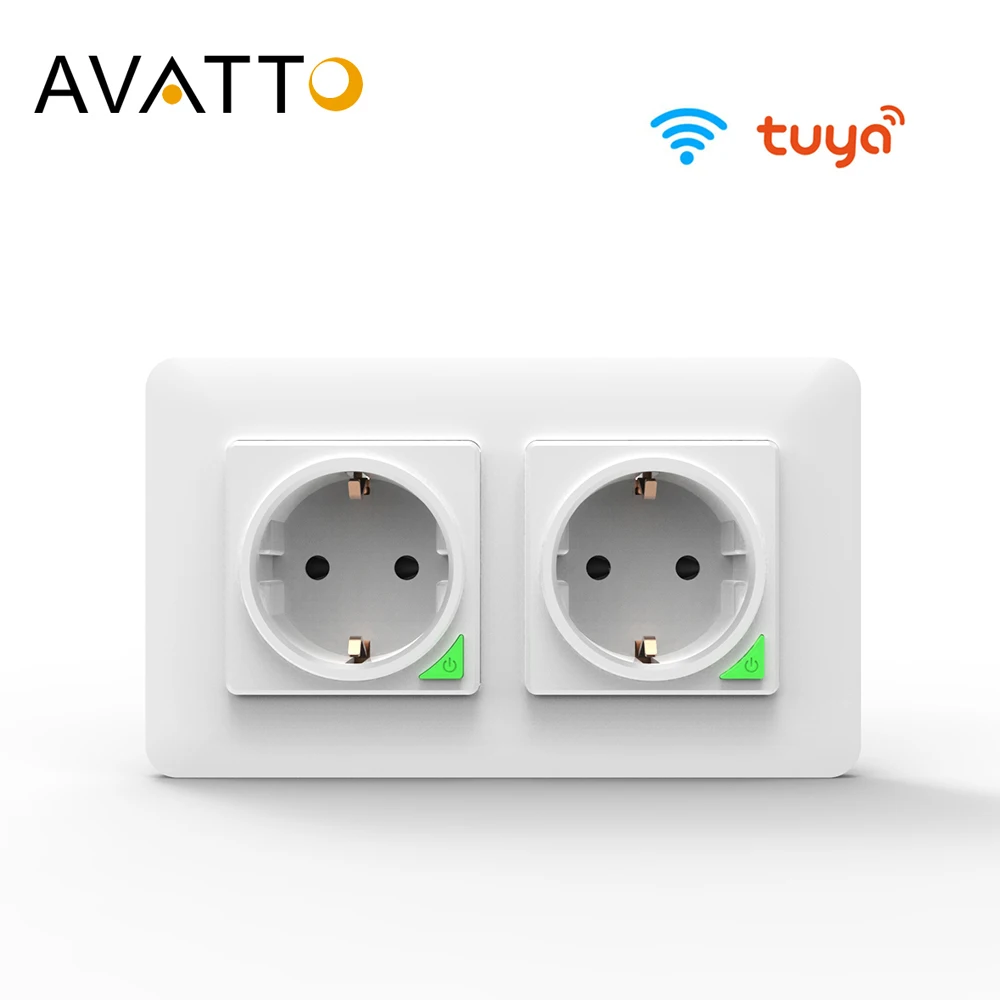 

AVATTO Tuya 16A EU WiFi Smart Wall Socket, Smart Life APP Remote Control Wifi Power Plug Smart Outlet Work for Google Home Alexa