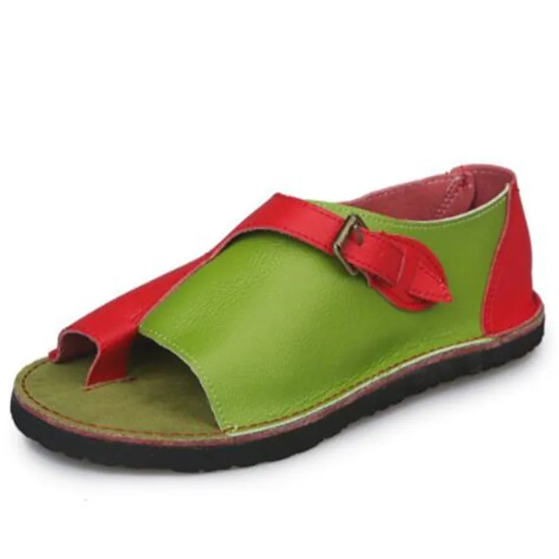 Женские повседневные кожаные пляжные сандалии в винтажном стиле удобные ретро с