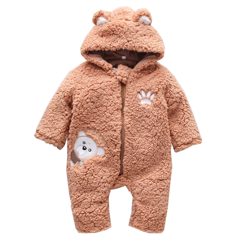 

Jumpsuit for kids Winter romper 2021 New Flannel Cartoon Girl Boys Thick Warm Toddler Cartoon Cute Hooded clothes Baby Rompers