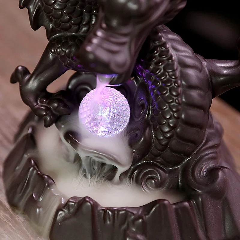 

Handmade Dragon Backflow Waterfall Incense Burner Ceramic Incense Holder for Sticks Aromatherapy Ornament Home Decor