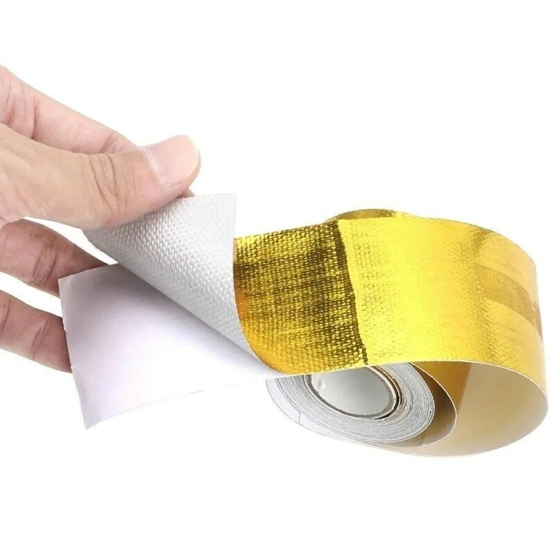 

Gold Thermal Exhaust Tape Air Intake Heat Insulation Shield Wrap Reflective Heat Barrier Self Adhesive Engine 120x5cm