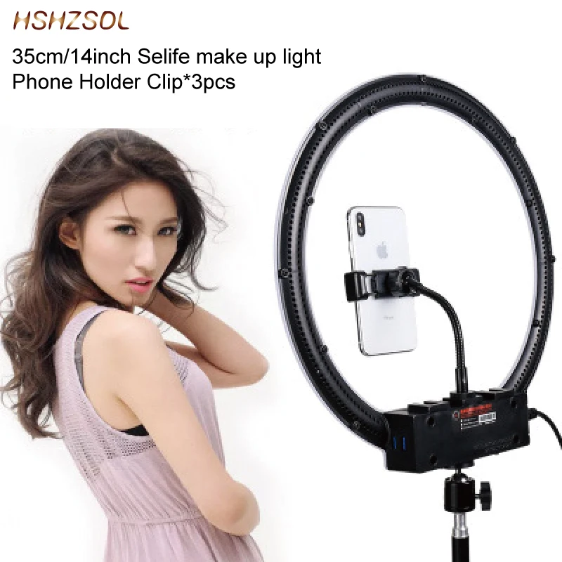 

35cm/14inch LED Selfie Ring Light Dimmable LED Ring Lamp Video Camera Phone ring light For Makeup beauty Live YouTube Fill Light