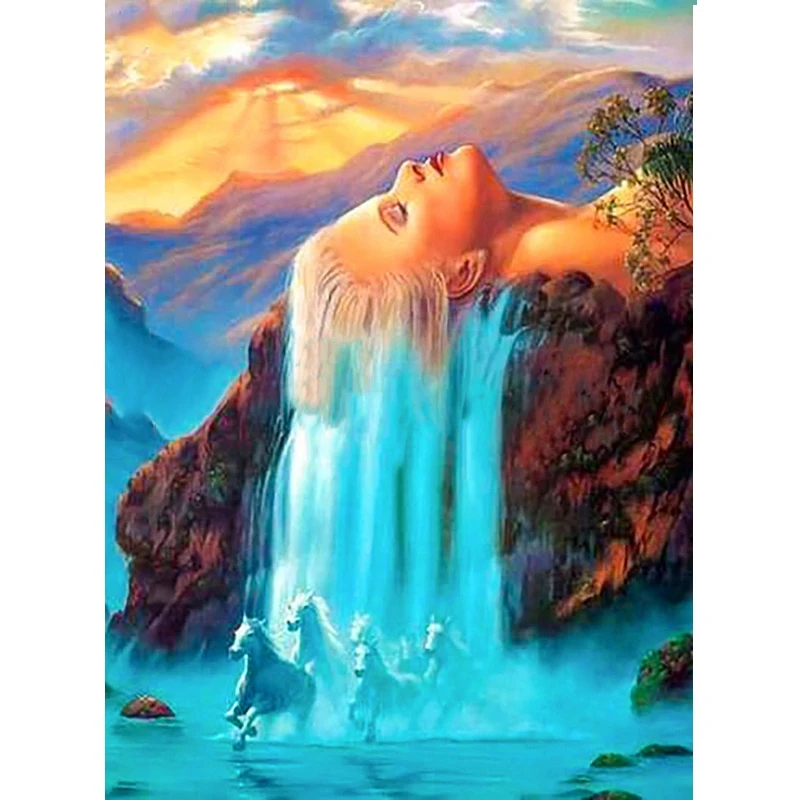 

Diamond Painting Full Round Drill Waterfall 5D Daimond Painting Embroidery Cross Stitch Rhinestone Picture
