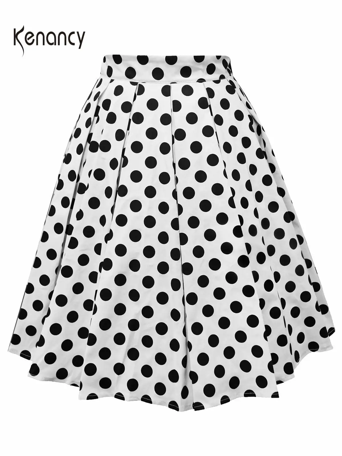 Женская винтажная юбка в горошек Kenancy трапециевидная офисная средней длины с
