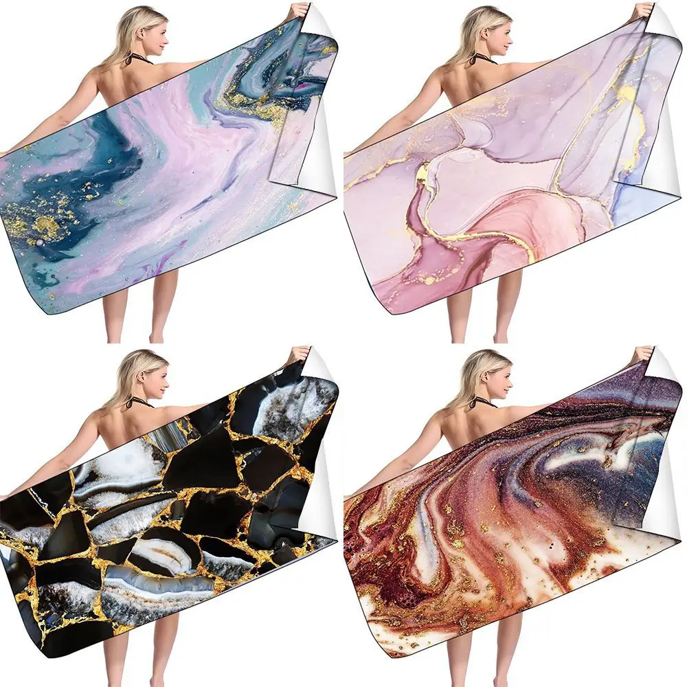 

Мраморное Золотое квадратное быстросохнущее впитывающее полотенце, подушка для пикника и дивана с 3D-принтом, Солнцезащитная шаль