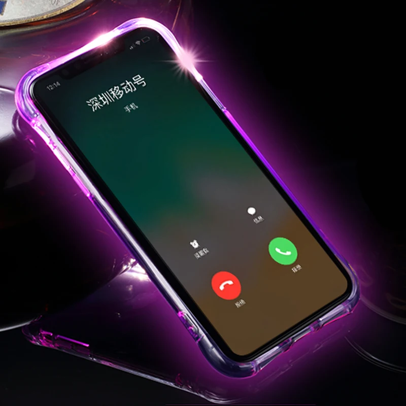 Чехол со светодиодной вспышкой для iPhone 11 Pro Max XR XS X чехлы прозрачная светящаяся