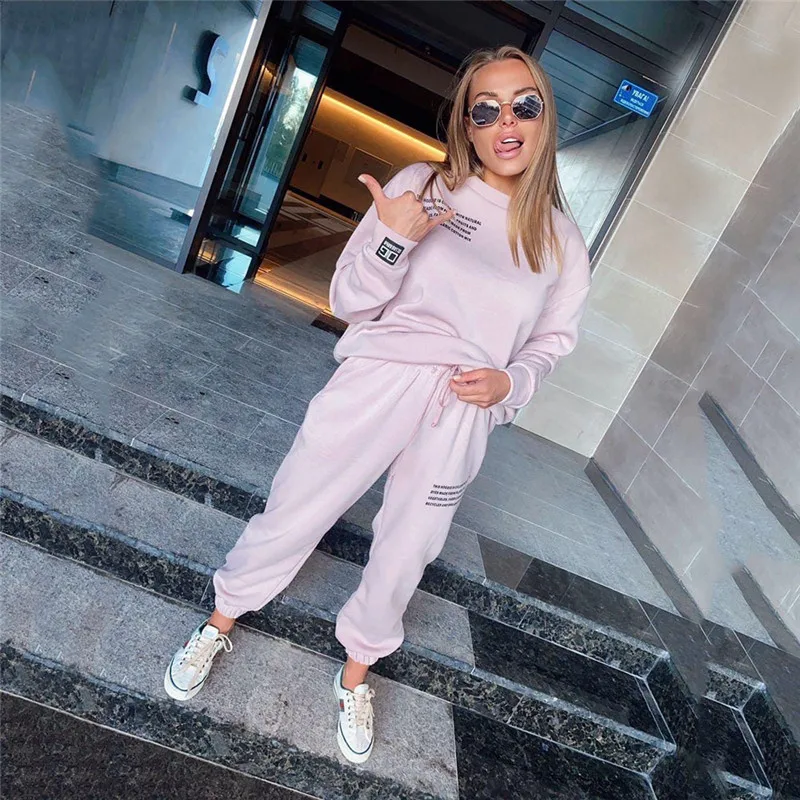 

2020 Women's Autumn New Sports and Leisure Suit Two 2 Piece Set Women Tracksuit Female Hoodies Pants Women Matching Sets Outfits