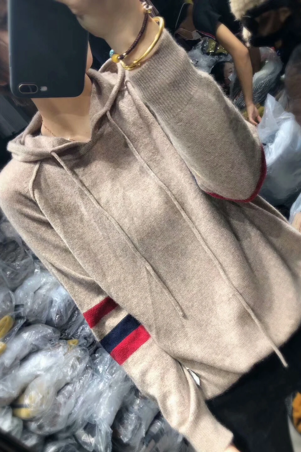 

2020 New Winter Thick Cashmere Sweater Women Hooded Pullover Jumper Female Hoodie Knitting Wool Sweaters rainbow