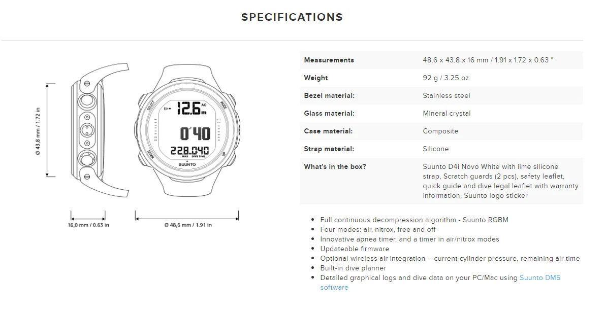 Suunto D4i Novo компьютерные часы для подводного плавания с Usb спортивные дайвинга