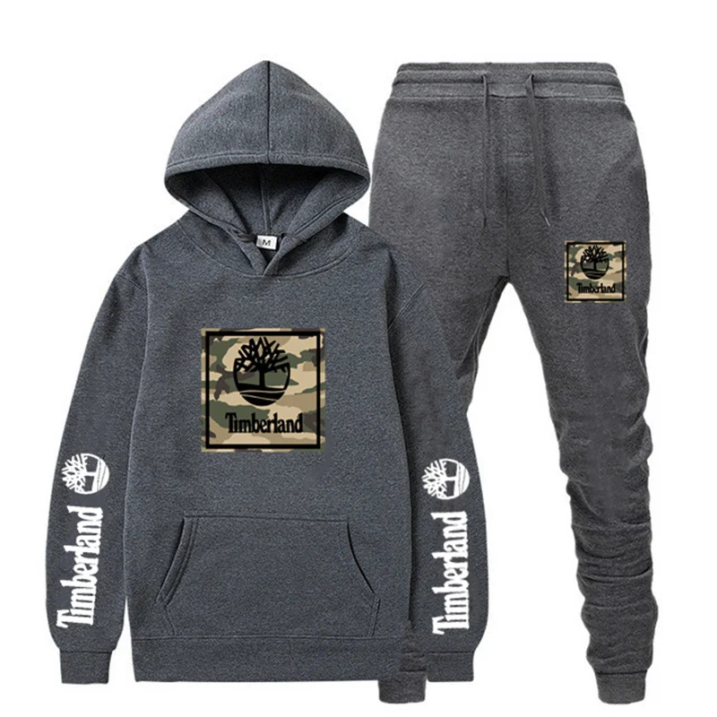 

2021 spring and autumn brand sportswear men's suit long-sleeved camouflage printed hoodie + jogging pants 2-piece fitness runnin