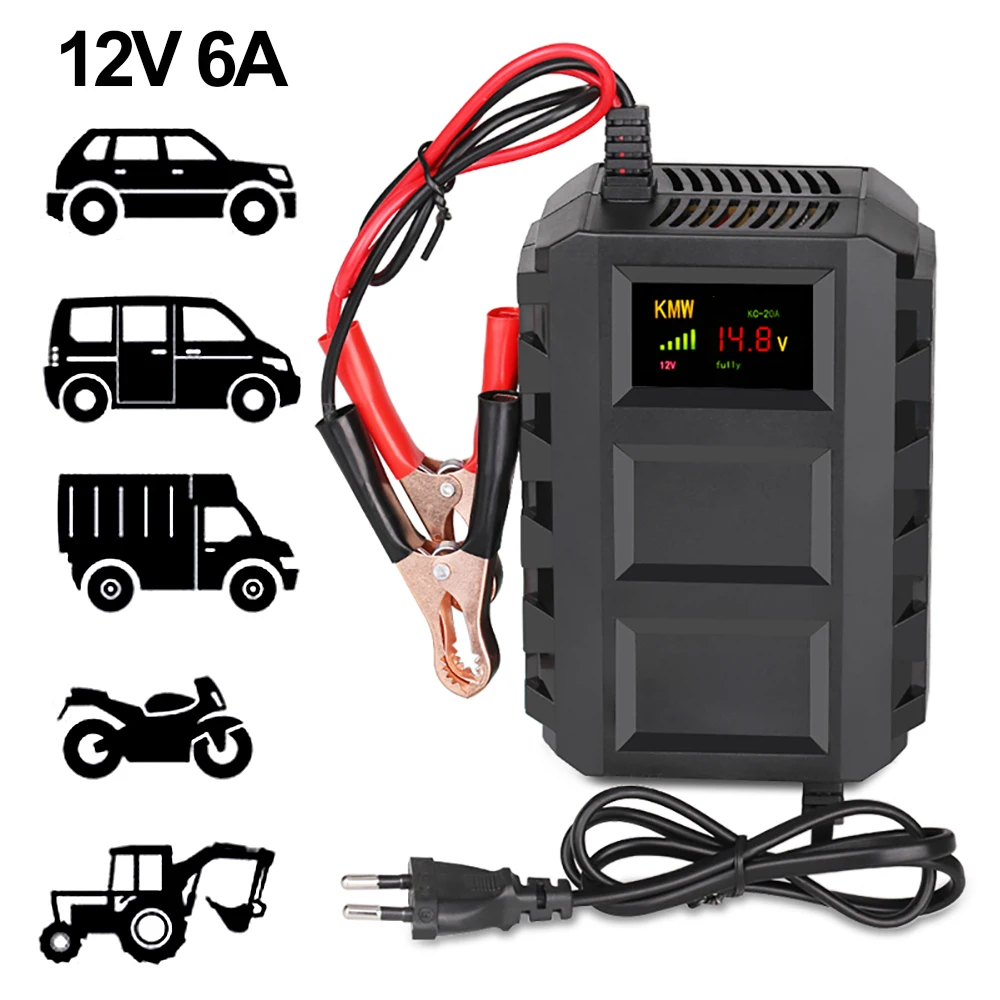 

12V 10A Intelligent Car Motorcycle Battery Charger For Auto Moto Lead Acid Smart Charging10A 12V Digital LCD Display
