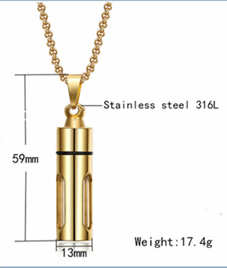 

New Hot Sale Openable Perfume Bottle Pendant Aromatherapy Essential Oil Necklace Creative Men's Stainless Steel Necklace Jewelry