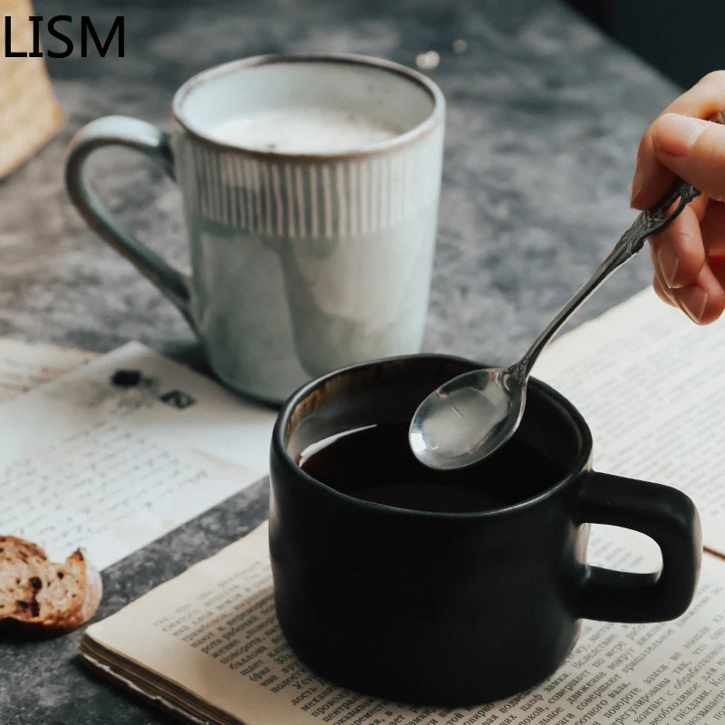 

Japanese Simple Coffee Mugs Creative Retro Coffee Mug Ceramic Breakfast Cup Tea Household Individualized Office Milk Enamel Mug