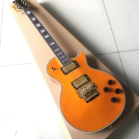 customized store 6 string electric guitar peach core xylophone body rose fingerboard orange tiger pattern paint free delivery