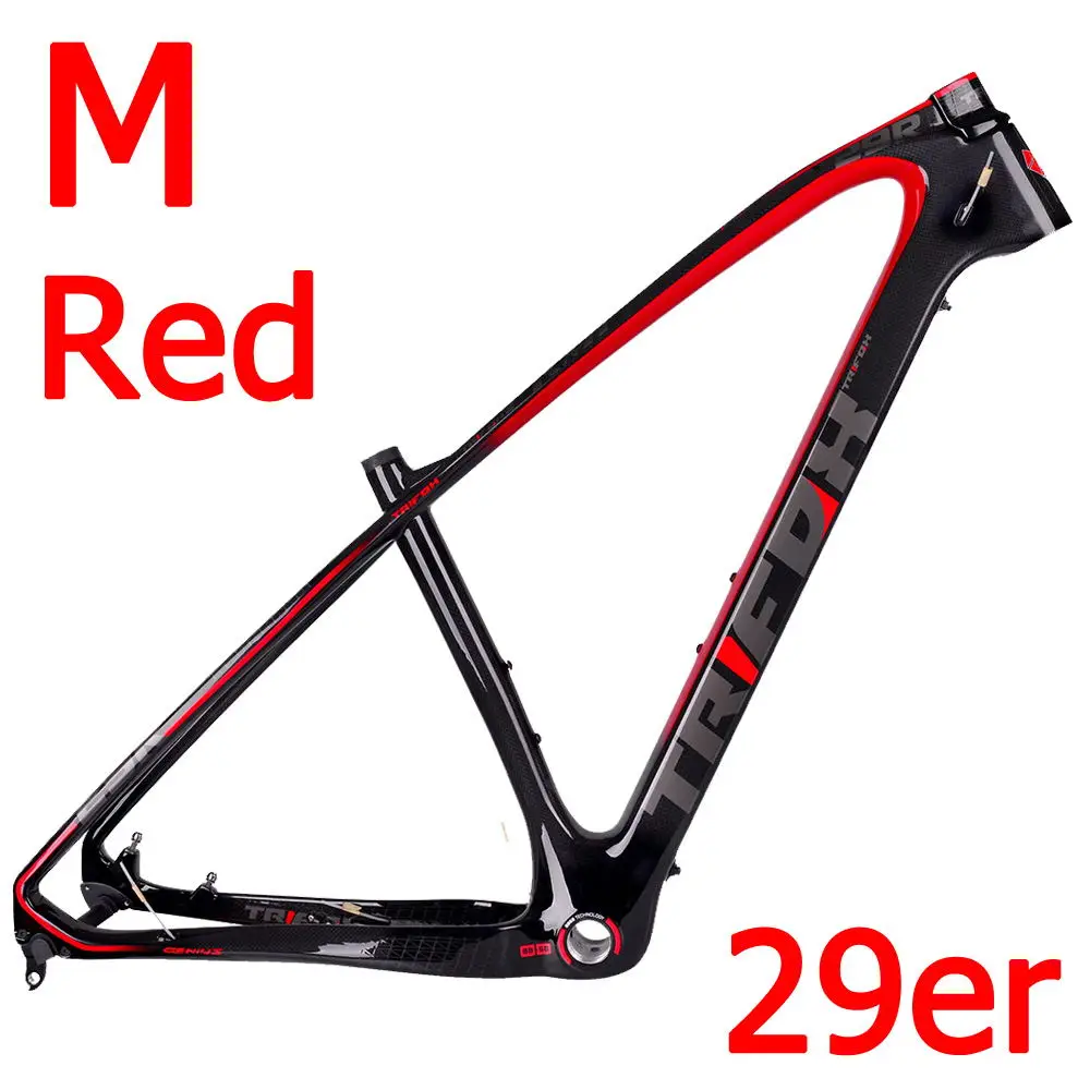 M-Red TRIFOX горный углерода велосипед рама 15,5/17/19 дюймов MTB углеродная рама 29er горный велосипед рама+ сиденье зажим+ гарнитура 2 года гарантии - Цвет: M-Red