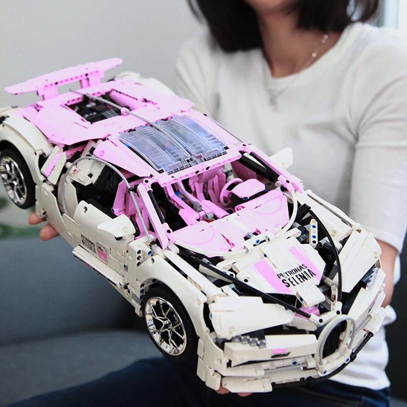 Горячая техника мини 42083 розовый Bugattied Супер гоночный автомобиль строительный