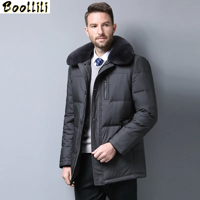 

Winter Duck Boollili Down Jacket Men Middle-aged Parka Plus Size Warm Coat Real Fur Collar Puffer Jacket Casaco Masculino