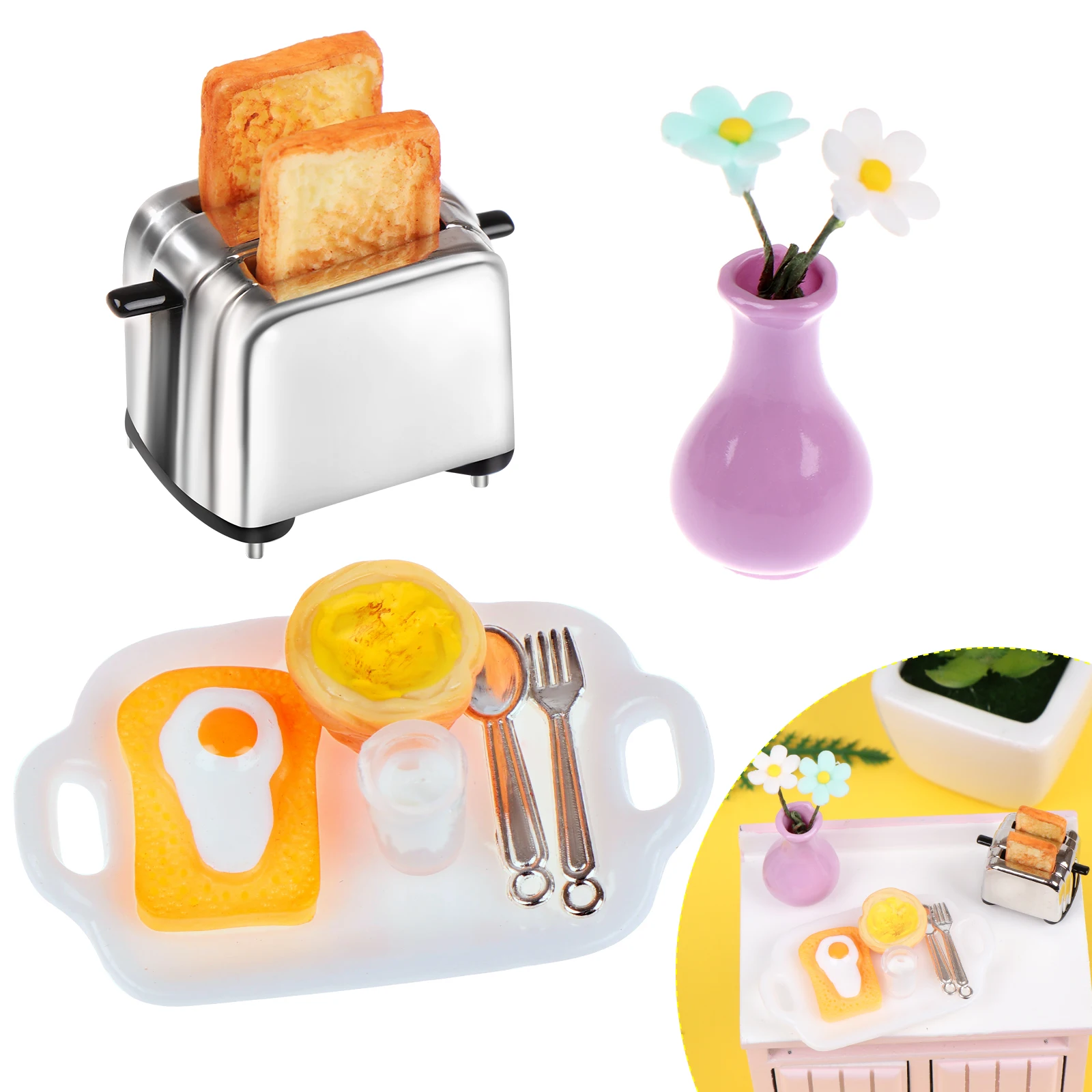 

Кукольный домик, ролевая игра, модель сока, машина для хлеба с имитацией тостов, миниатюрная кухня, украшение еды для завтрака
