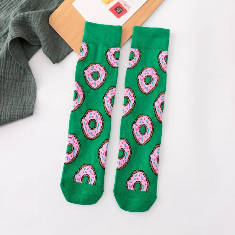Men and women food fruit print pattern socks avocado McDonald's cookies funny personality fashion print ladies socks lovers