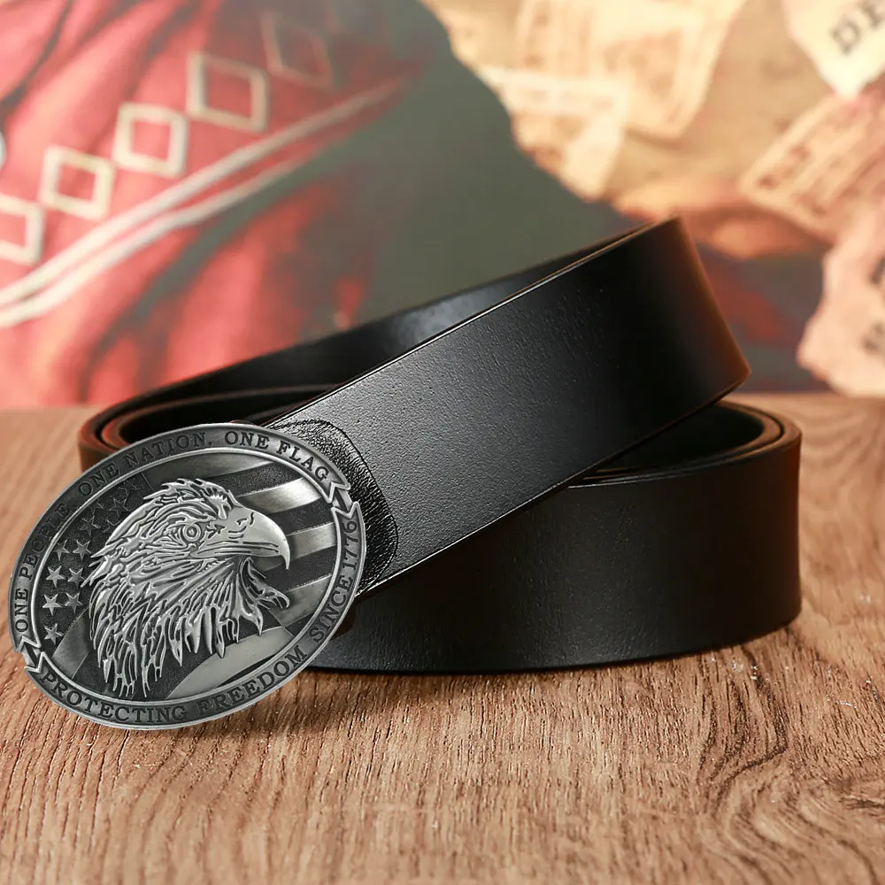 

Western Cowboy Zinc Alloy 3D Side Eagle Defends Freedom Attitude Buckle