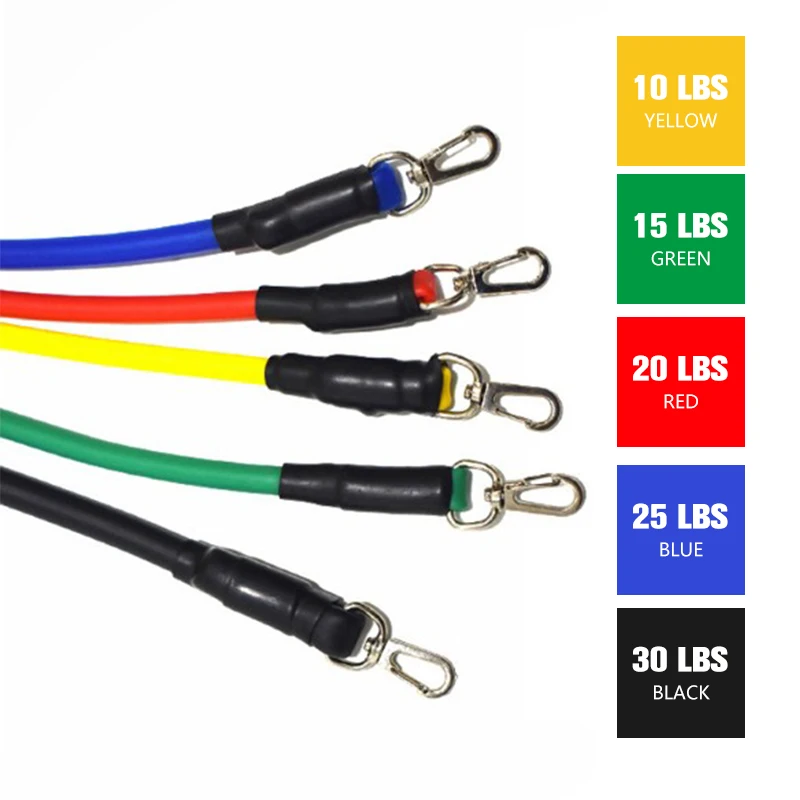 11 Pcs Latex Resistance Bands Training Exercise Yoga Tubes Pull Rope Rubber Expander Elastic Muscle Stretch Fitness With Bag | Спорт и