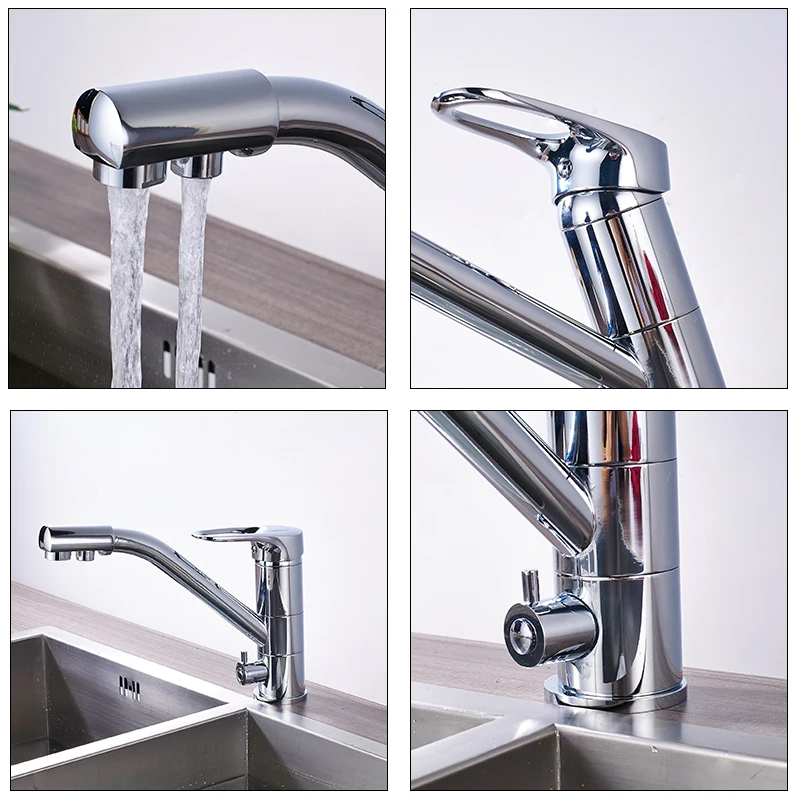 Onyzpily Kitchen Sink Faucet Pure Water Cold and Hot Dishwasher 3 Water Outlet Ways Sink Faucet Washer Household torneira de co