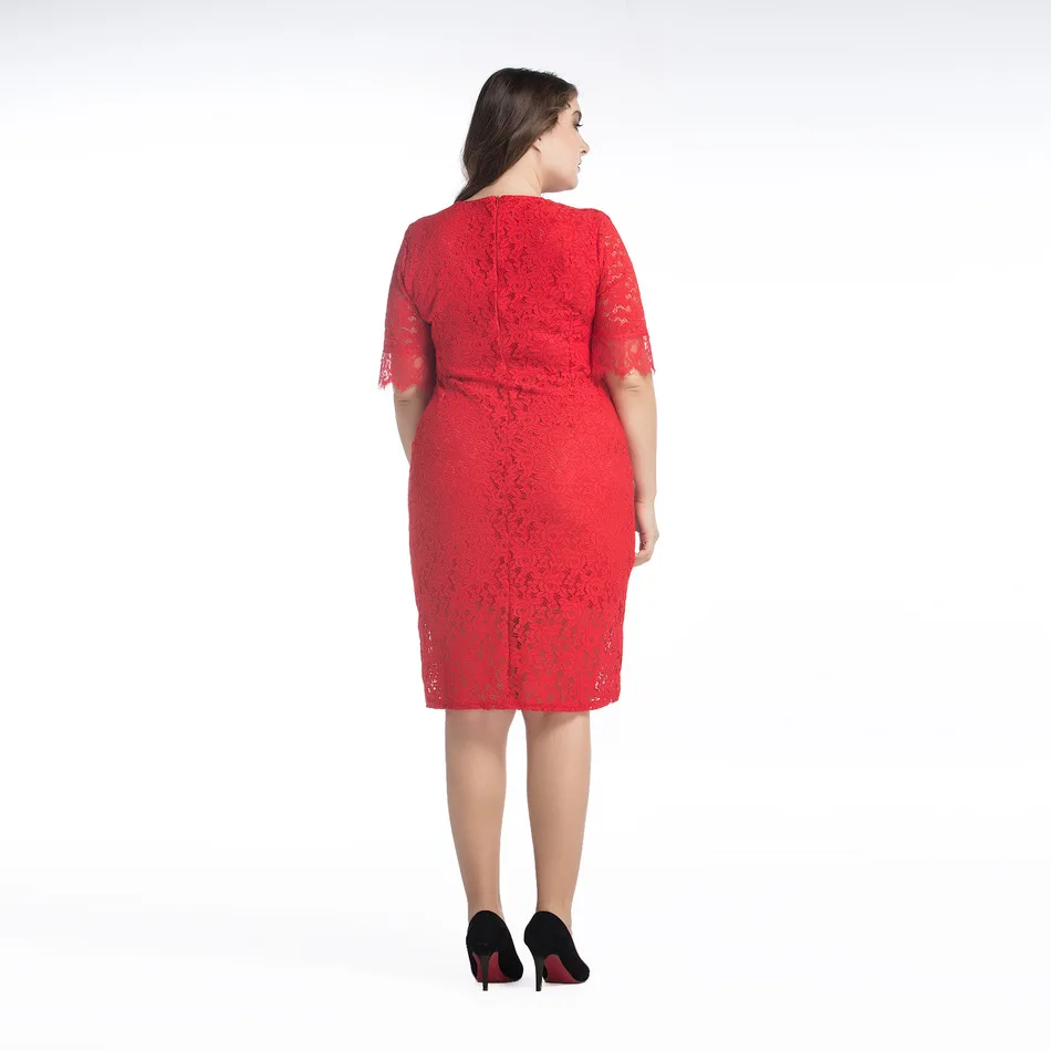 Женское кружевное Платье До Колена красное элегантное праздничное платье в
