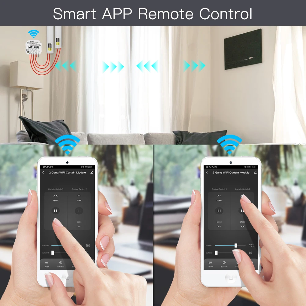 Модуль переключателя для штор Tuya Smart Life с Wi-Fi Двухкнопочный модуль рулонных