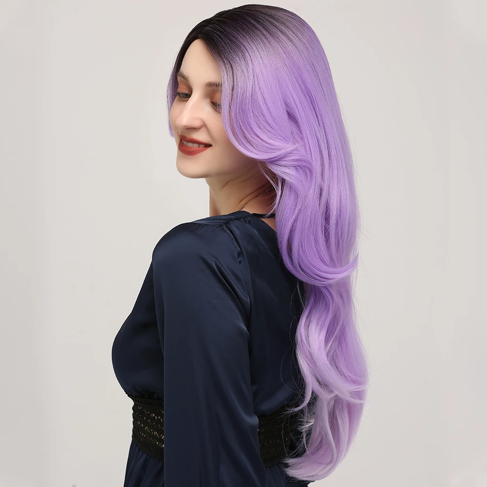 Синтетические парики фиолетового цвета для женщин Длинные Романтические