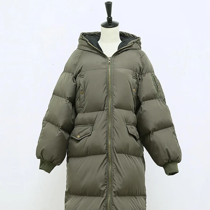 

England Style Thick Hooded Black Oversize Full Sleeve Slim Women Cotton Long Coat 2019 Autumn Winter New Female L190