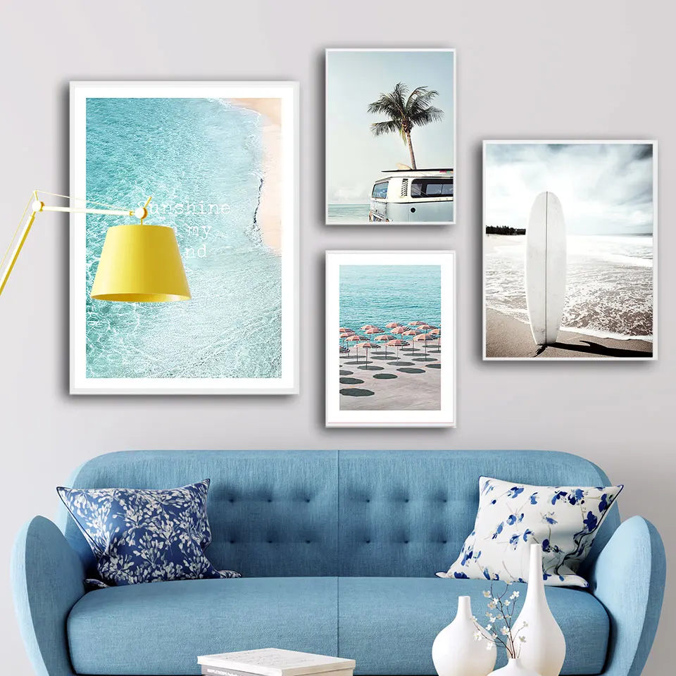 

Holiday Sandy Beach Photographs Nordic Poster Flower Canvas Painting Wall Art Pictures For Living Room Modern Decorative Prins