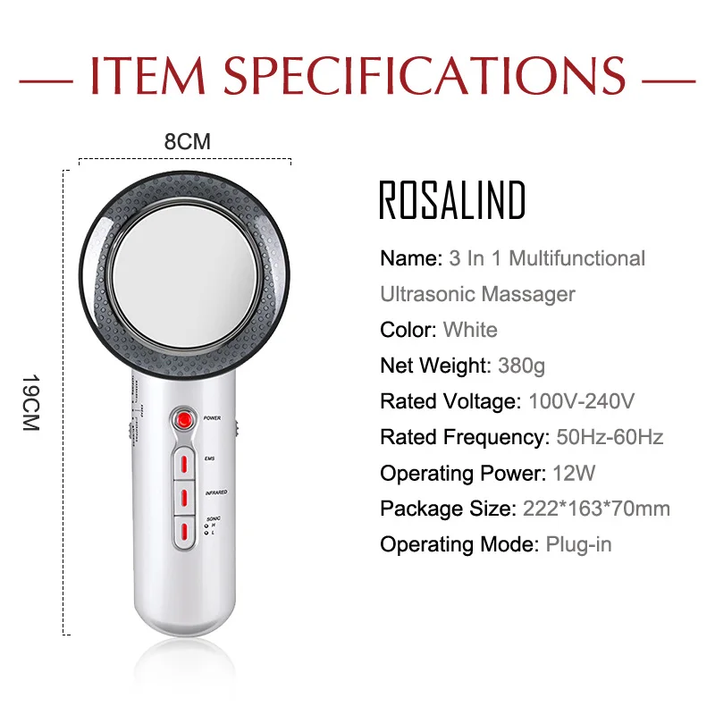 ROSALIND 3 в 1 Многофункциональный ручной ультразвуковой массаж инфракрасный