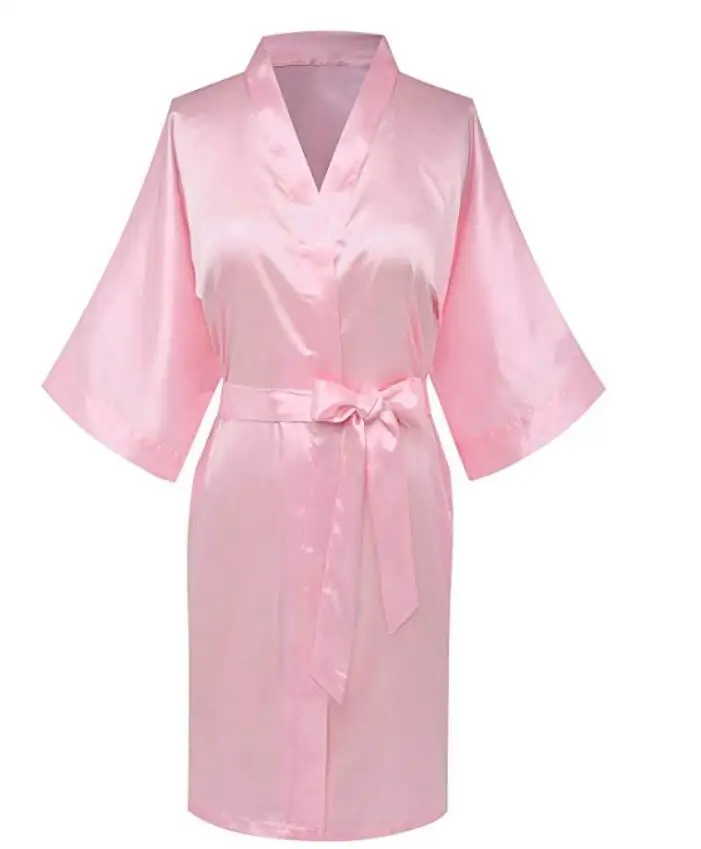 Простые атласные халаты ярко розовое серебряное кимоно цвета шампанского