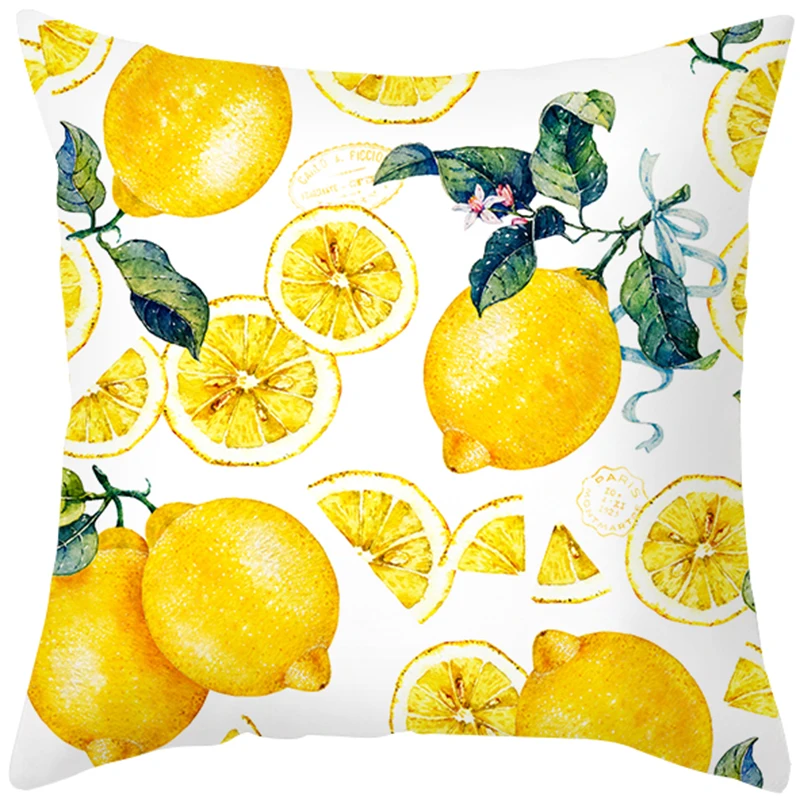 Cover Home Decor Yellow Lemon Fruit Plant Bicycle Printed Cu