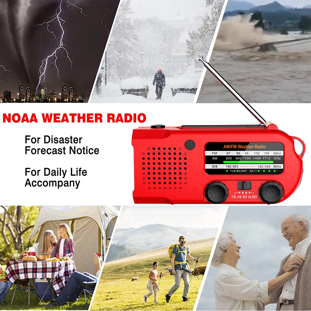 5000mah Portable Radio Hand Crank Solar Usb Charging Fm Am Wb Alert Emergency Weather With Led Flashlight Torch   | Электроника