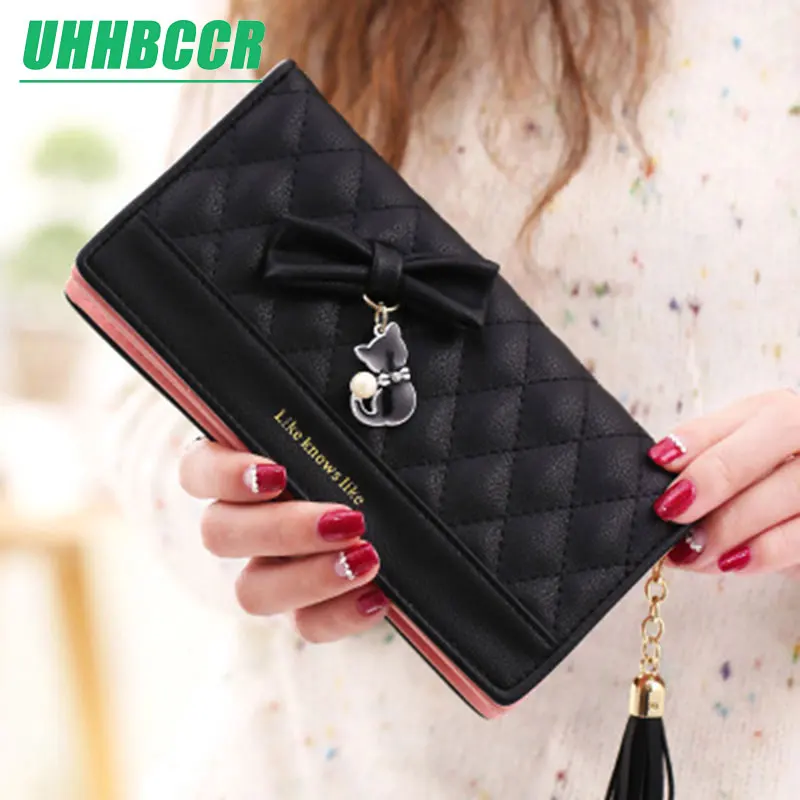 2019 женский кошелек с кисточками длинный милый кожаный женские кошельки на молнии