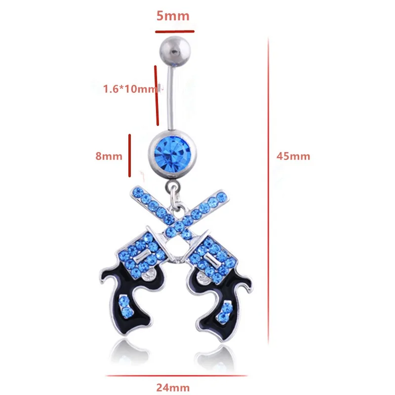 Модное кольцо для пупка 316L хирургическая стальная штанга двойной пистолет