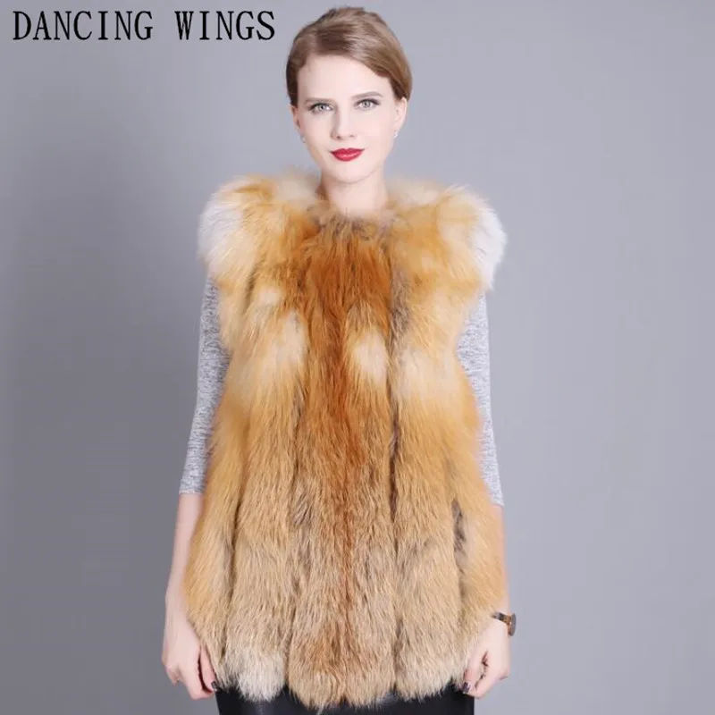 Women Luxury Full Pelt Genuine Red Fox Fur Vest Coat Short Sleeveless Female Winter Overcoat | Женская одежда
