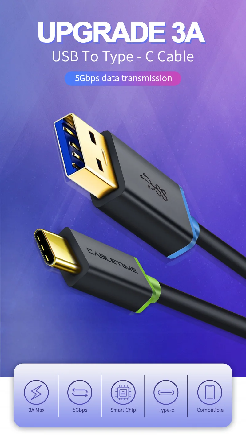Кабель Tipo C USB 3,0 для xiaom USB C Tipo C 3A кабель для телефона USB C007