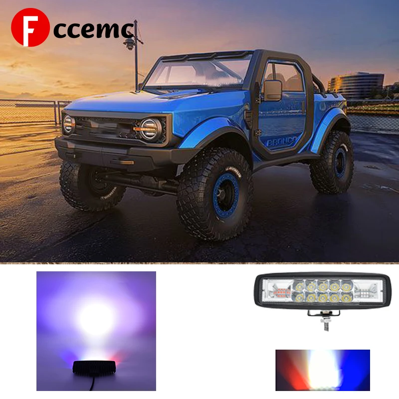 

Fccemc 12v LED Light Slim 6 inch LED Bar Red Blue Flashing Warning Waterproof Light for Off-road SUV Motorcycle Boat E-bike