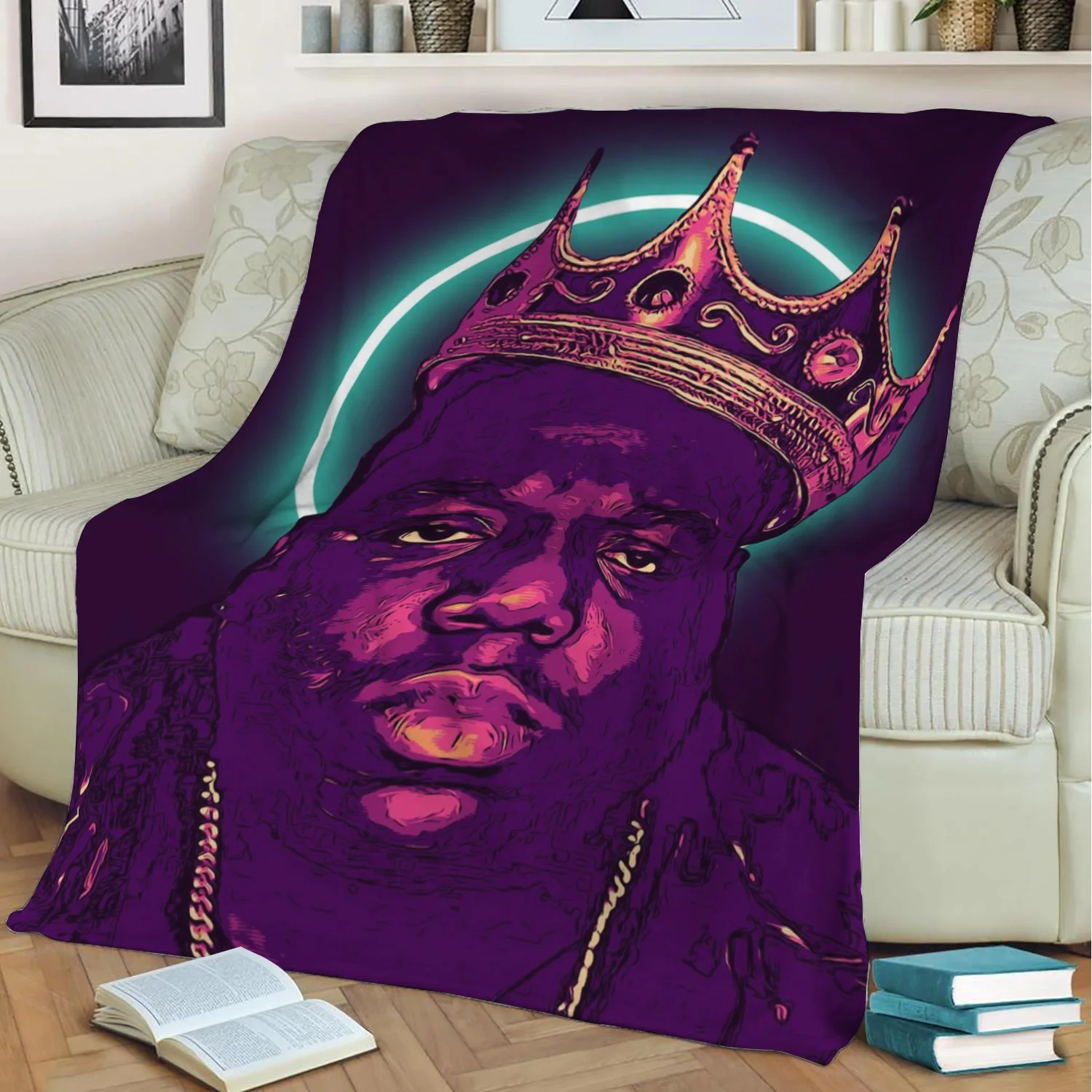 

Плюшевое одеяло Biggie Smalls с 3D принтом, накидка на диван, домашний декор, мягкое теплое моющееся одеяло для сна, Прямая поставка