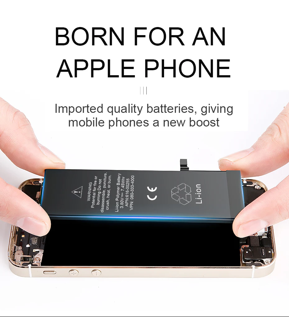 PINZHENG, новинка,, батарея для телефона, для iphone 5S, 5, SE, 6, 7, Оригинальная батарея с машинными инструментами, набор мобильных батарей, 0 циклов
