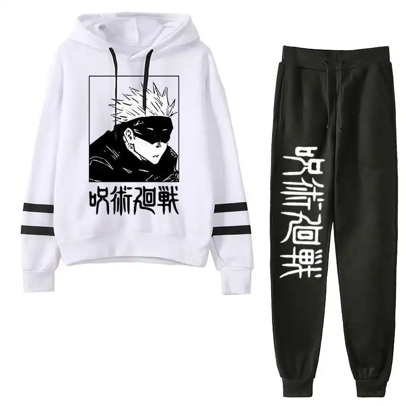 

Streetwear Jujutsu Kaisen Men Tracksuit set Satoru Anime Hoodie Sportswear Mens Two Pieces Set Clothes Hoodies+Pants Sports Suit