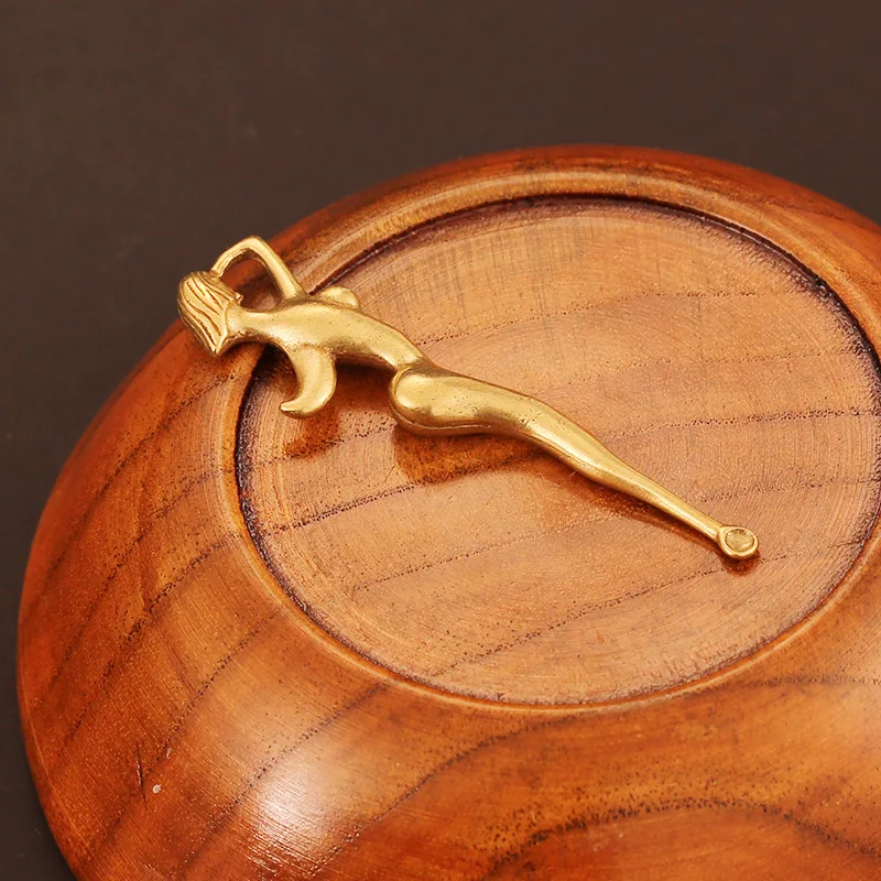 Латунная голая Красивая Женская Ушная ложка брелок кулон медная девочка в форме