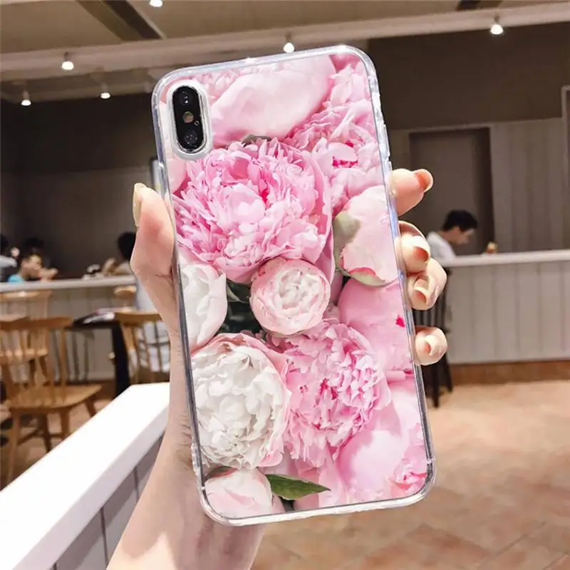 

Colorful Flower Rose Peony Phone Case Transparent soft For iphone 5 5s 5c se 6 6s 7 8 11 12 plus mini x xs xr pro max