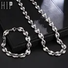 Цепочка мужская из нержавеющей стали 316L, ожерелье в стиле хип-хоп шириной 11 мм, звено-цепь под золото в форме кофейных зерен