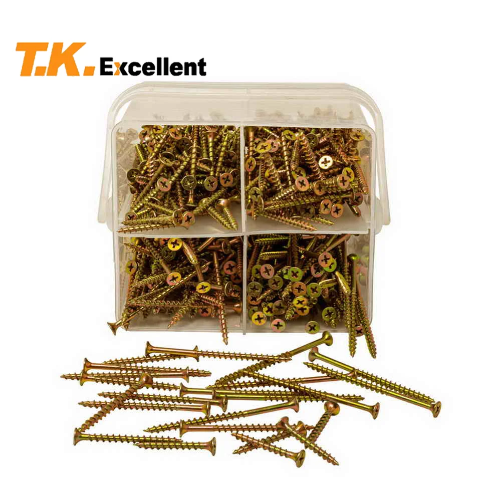 

465 Pieces Wood Interior Construction Screw Drywall Screws Assortment Kit Yellow Zinc #8*1-1/2，#8*2，#8*2-1/2，#8*3 Inch