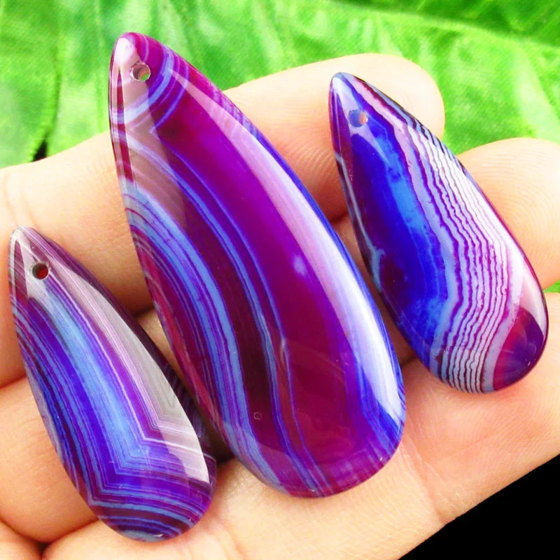 

Natural Stone Water Drop Shape 3Pcs/Set Purple Onyx Agate Pendant Charm for DIY Necklace Earring Jewelry Making SJ91838